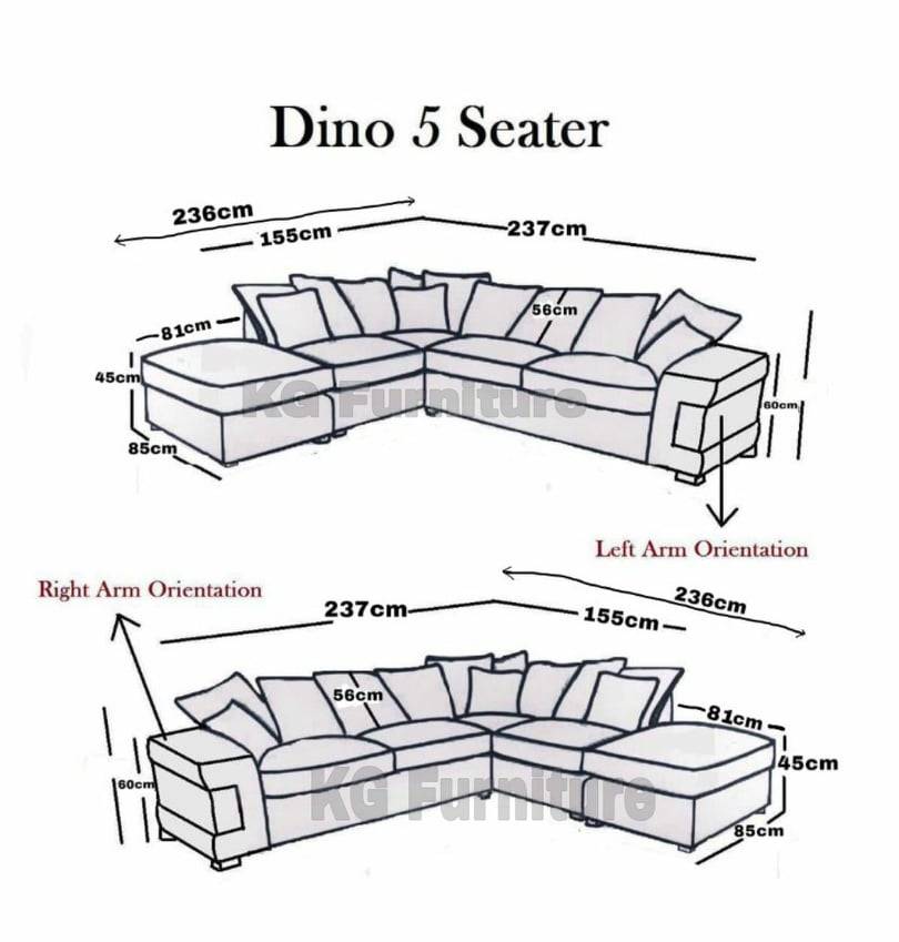 Dino Jumbo Cord Fabric Corner Left & Right Hand Sofa Sofas