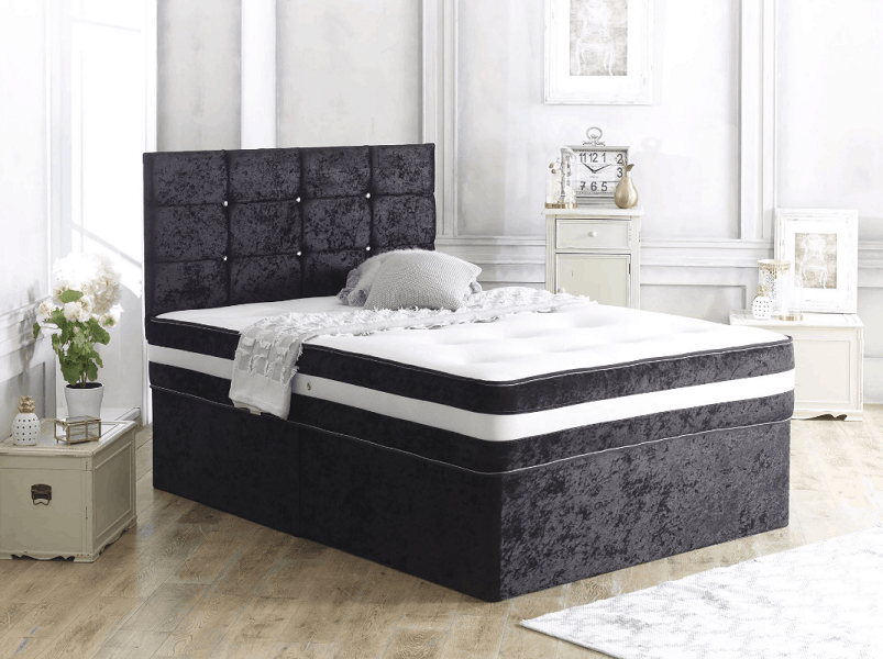 Black Crushed Velvet Hybrid Bed Beds