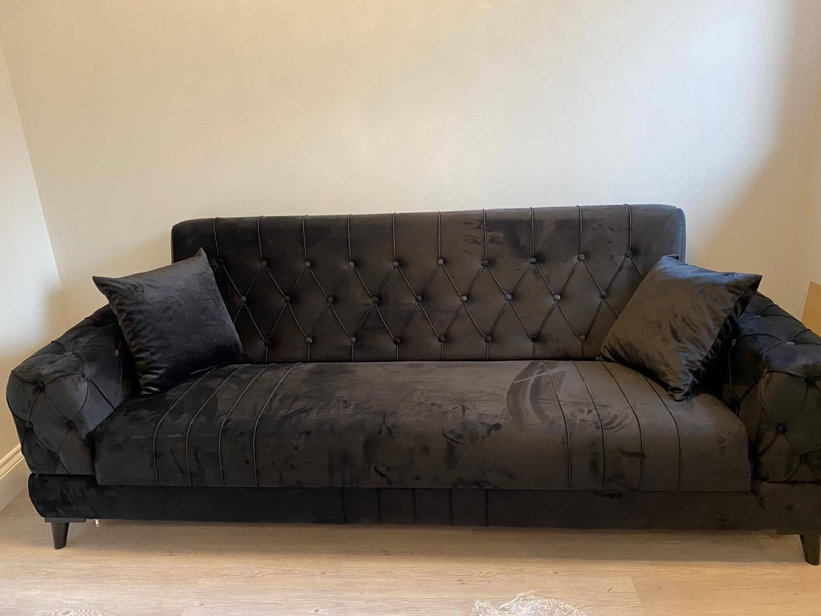 Turkish 3 Seater Sofa Bed With Storage Sofas Colour: Black